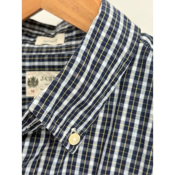 J. Crew Button Down Plaid Shirt Men Medium Blue Check Long Sleeve Tailored Fit‎ - Picture 1 of 9